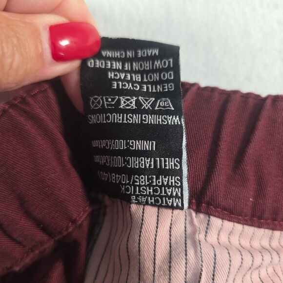 Matchstick Elastic Waist Joggers Pull On Chino Pants Men's Size 40 Burgundy - Picture 6 of 11